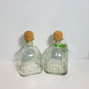 Pair of Silver Patron Tequila Empty Bottles 750ml each
